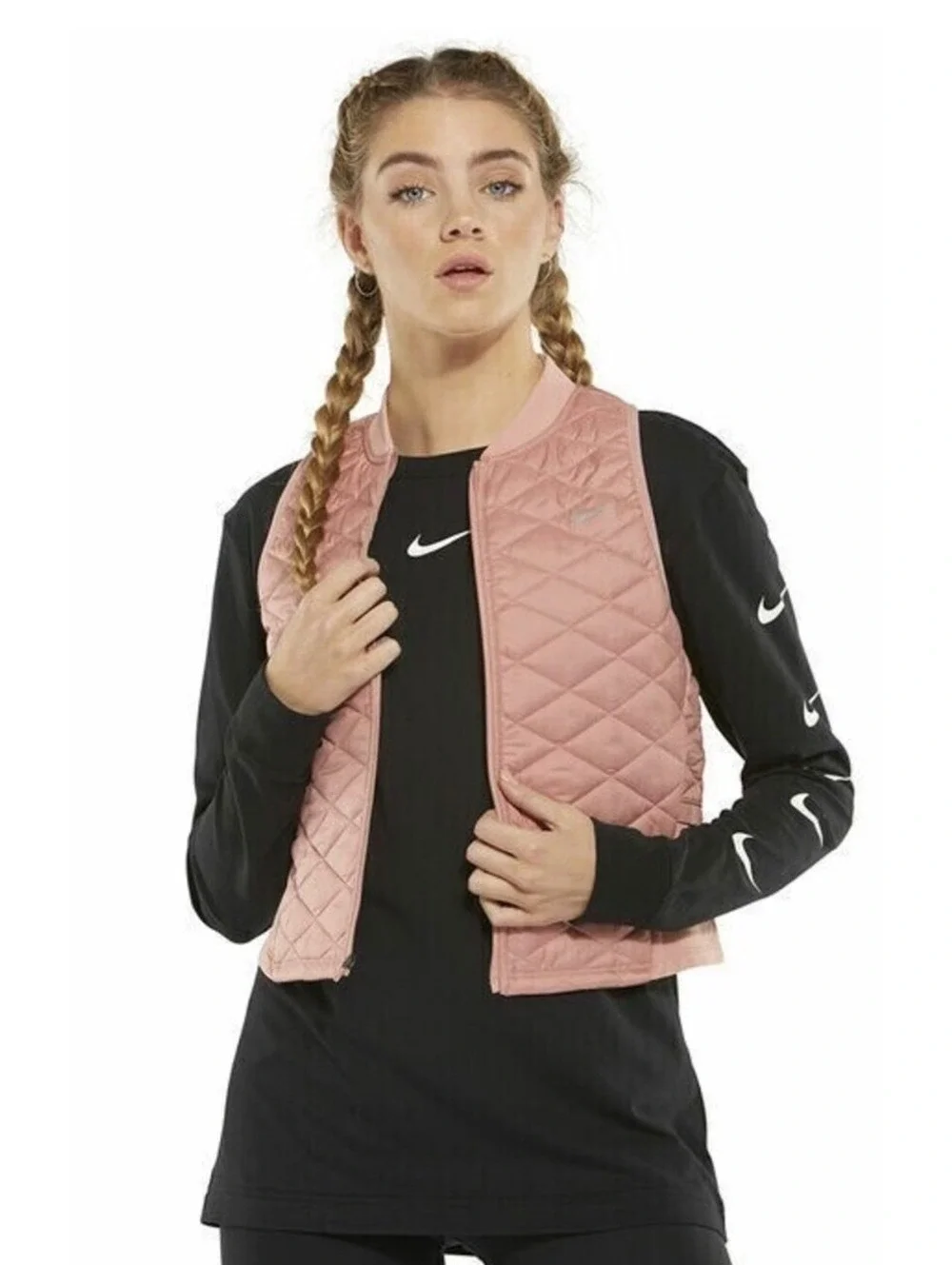 Nike AeroLayer Quilted Running Vest Clean Girl Gorpcore Pink Puffer Small S